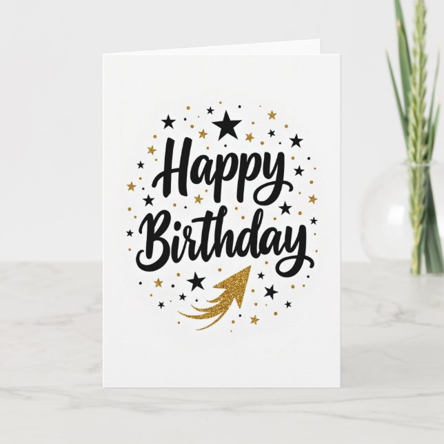 Sparkle Script Birthday Card (Front)