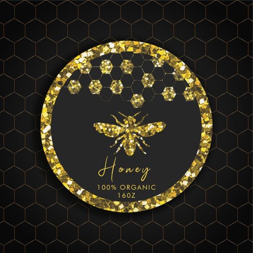 Sparkle Sequin gold honeybee Classic Round Sticker