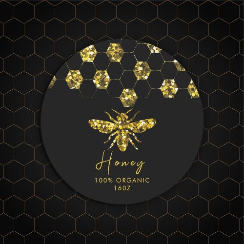 Sparkle Sequin gold honeybee Classic Round Sticker