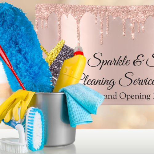 Sparkle  Shine Cleaning Grand Opening Broom Drips Banner
