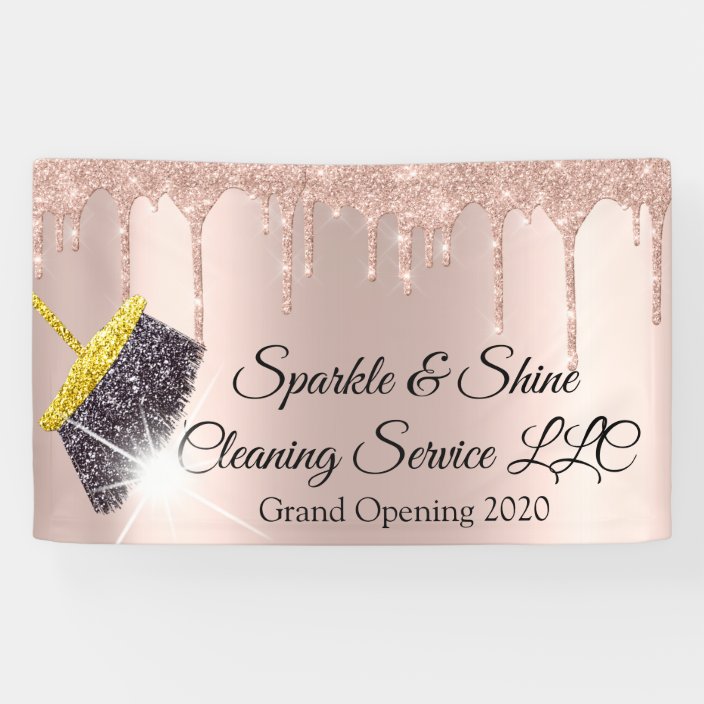 Sparkle Shine Cleaning Grand Opening Broom Drips Banner Zazzle Com