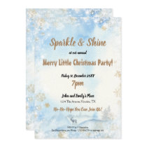 Sparkle Shine Frosty Blue Merry Little Christmas Invitation