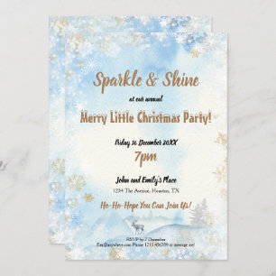 Sparkle Shine Frosty Blue Merry Little Christmas Invitation