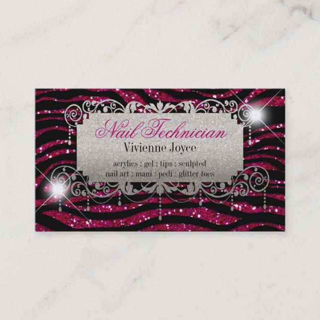 Sparkle & Shine Fuschia & Zebra : Business Cards (Front)