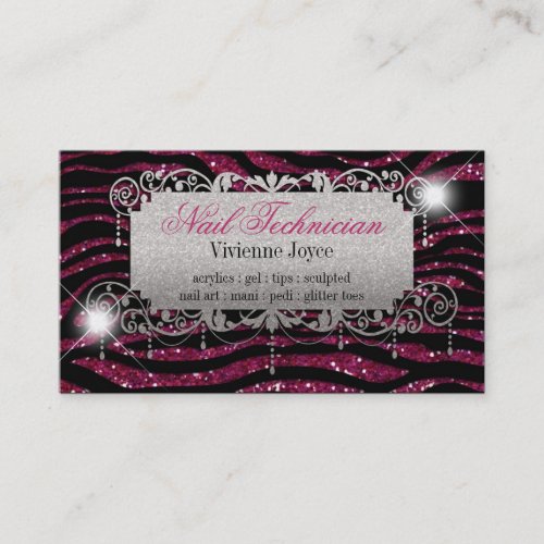 Sparkle &amp; Shine Fuschia &amp; Zebra : Business Cards