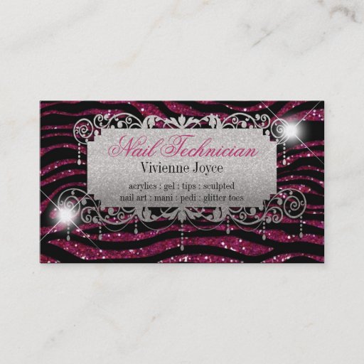 Customizable Sparkle &amp; Shine Fuschia &amp; Zebra : Business Cards