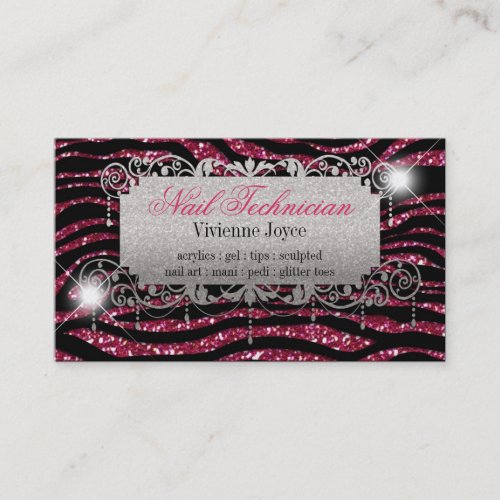 Sparkle &amp; Shine Fuschia &amp; Zebra : Business Cards