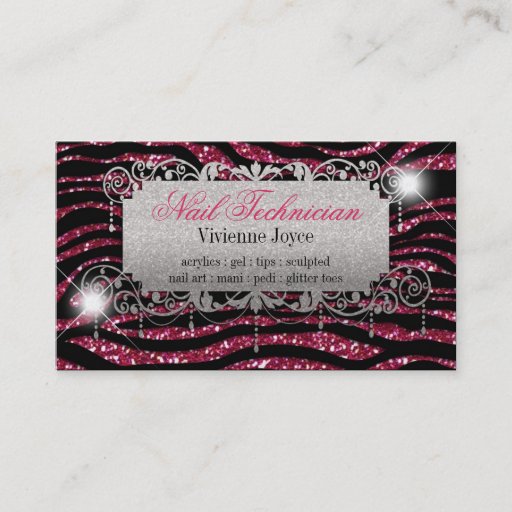Customizable Sparkle &amp; Shine Fuschia &amp; Zebra : Business Cards
