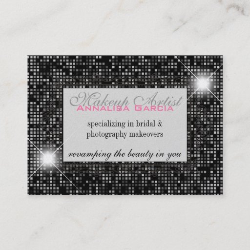 Customizable Sparkle &amp; Shine Makeup Artist : Business Card