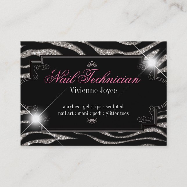 Sparkle & Shine Zebra : Business Cards (Front)