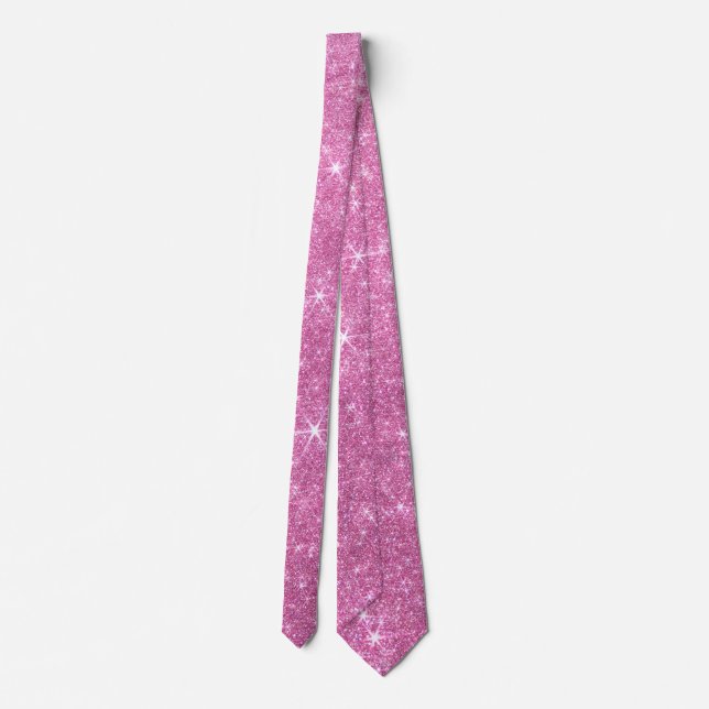 Sparkle Shiny Glitter Elegant Pink Valentine's Day Neck Tie (Back)