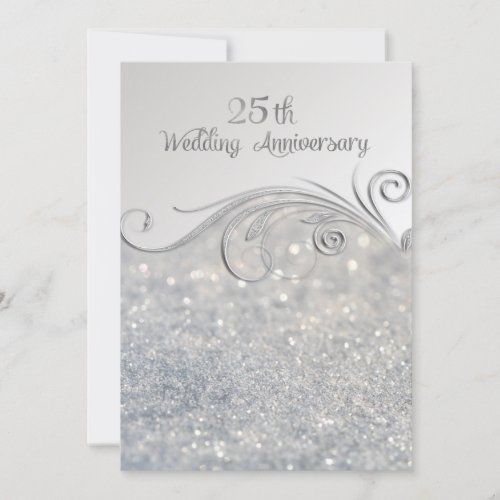 Sparkle Silver 25th Wedding Anniversary Invitation