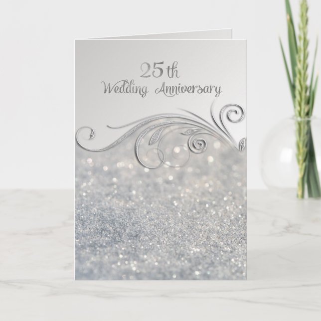 Sparkle Silver 25th Wedding Anniversary Invitation (Front)