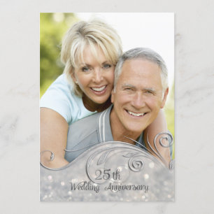Sparkle Silver 25th Wedding Anniversary Invitation