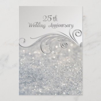 Sparkle Silver 25th Wedding Anniversary-ver2 Invitation by SpiceTree_Weddings at Zazzle