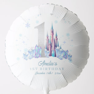 Sparkle Silver Frozen Kingdom Castle 1st Birthday Balloon