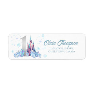 Sparkle Silver Frozen Kingdom Castle 1st Birthday Label