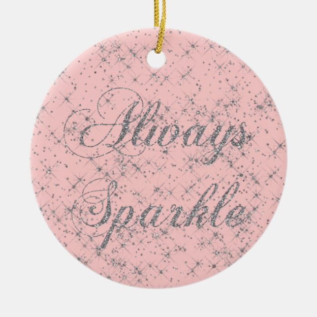 Sparkle Silver Glitter Ceramic Ornament (Front)