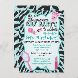 Sparkle Sleepover Spa Birthday Party Invitations