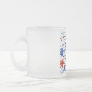 Sparkle & Smile This 4th of July Cute Kawaii Frosted Glass Coffee Mug