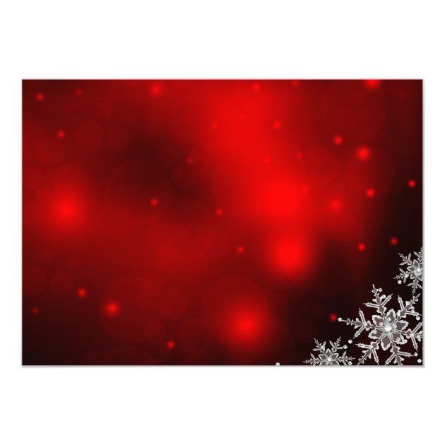 Sparkle Snowflake Red Christmas Party Invite