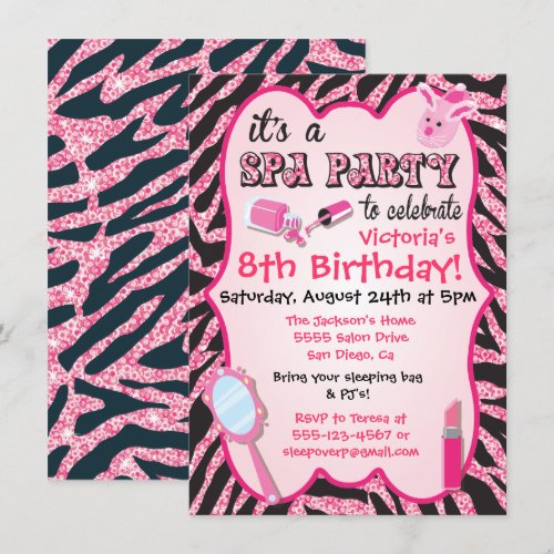 Sparkle Spa Birthday Party Invitations