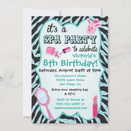 Sparkle Spa Birthday Party Invitations