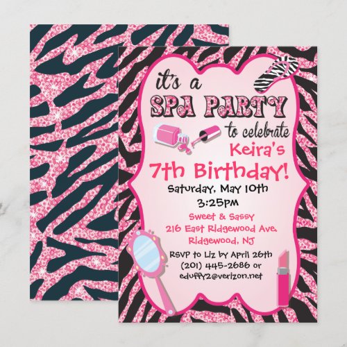 Sparkle Spa Birthday Party Invitations