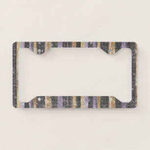 Sparkle Sparkle Black Gold Purple Stripes License Plate Frame