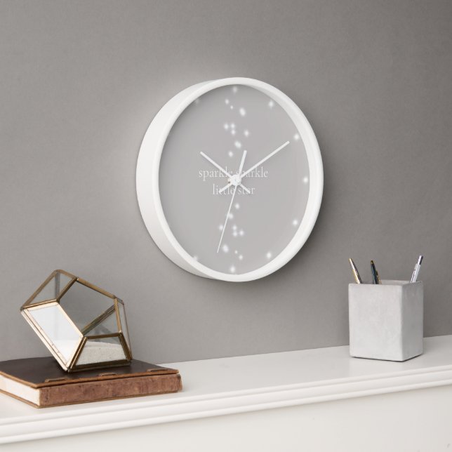Sparkle Sparkle Little Star Silver Gray Starlight Clock (Office)