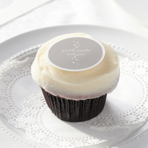 Sparkle Sparkle Little Star Silver Gray Starlight Edible Frosting Rounds