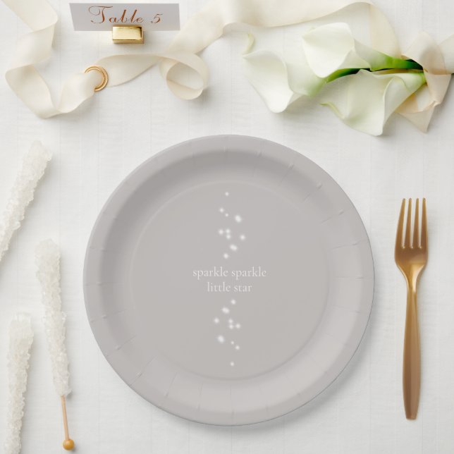Sparkle Sparkle Little Star Silver Gray Starlight Paper Plates (Wedding)
