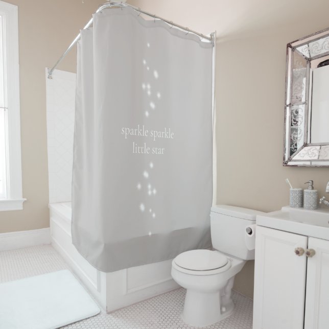 Sparkle Sparkle Little Star Silver Gray Starlight Shower Curtain (In Situ)