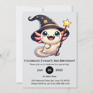 Sparkle Spell Axolotl Birthday Invitation