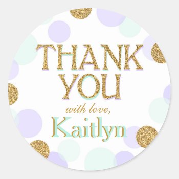 Sparkle Sprinkle Dots Thank You Label by NouDesigns at Zazzle