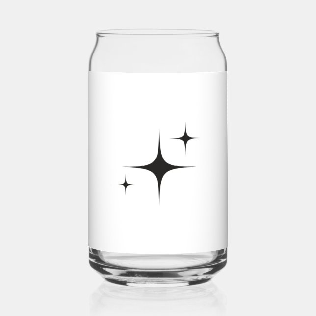 Sparkle Star Modern Drinking Glass | Minimalist Ba (Front)