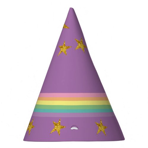 Sparkle Star Purple Rainbow Unicorn Party Hat