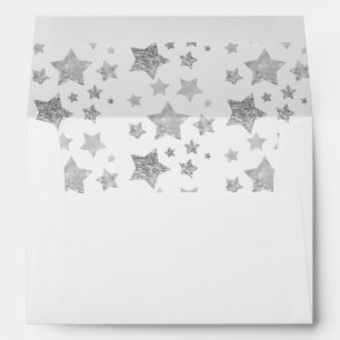 Sparkle Stars Christmas Holiday silver gray Envelope