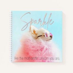 Sparkle The Tiny Chi Dog Lover Monogram Glam Notebook