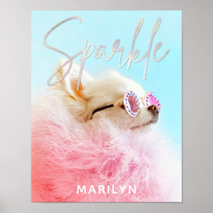 Sparkle The Tiny Chi   Dog Lover Personalized Glam Poster