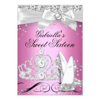 Sparkle Tiara Heels Pink Sweet 16 Card