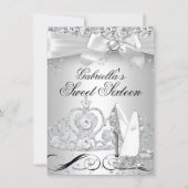Sparkle Tiara Heels Silver Sweet 16 Invite (Front)