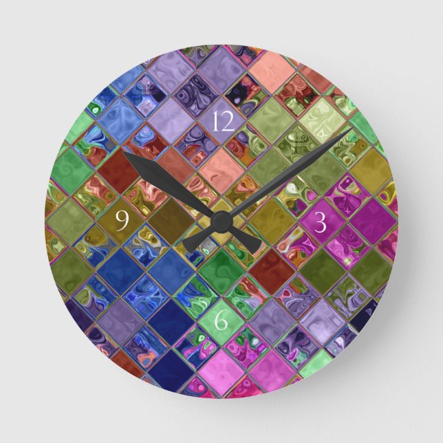 Sparkle Tiles Mosaic Art Round Clock (Front)