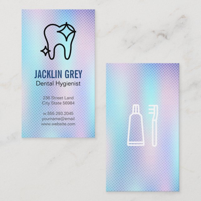Sparkle Tooth | Dentistry | Colorful Shimmer Business Card (Front/Back)