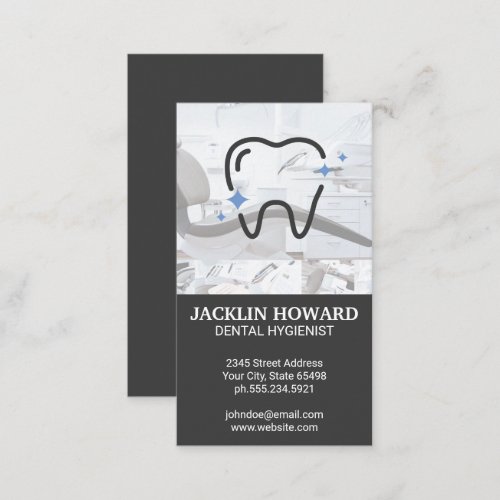 Sparkle Tooth Icon  Dentist Office Business Card