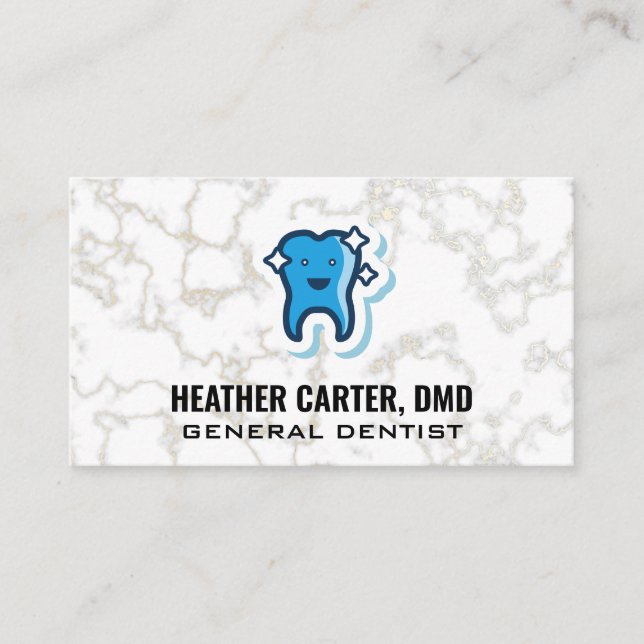 Sparkle Tooth Logo | Marble Business Card (Front)