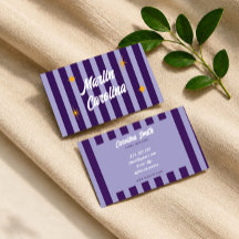 Sparkle trendy purple striped business card