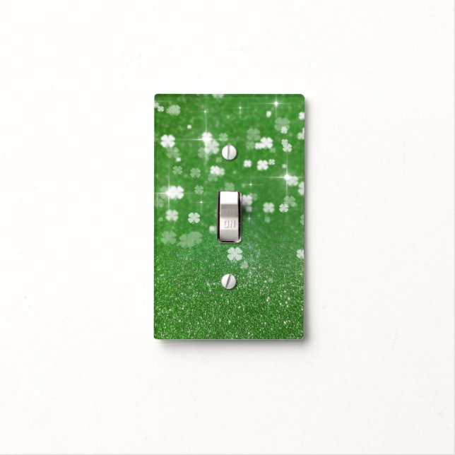 Sparkle Twinkle Glitter Clover Light Switch Cover (In Situ)