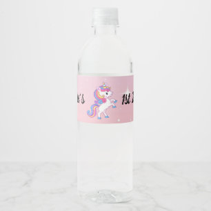 Sparkle Unicorn 1st Birthday Beverage Label Set