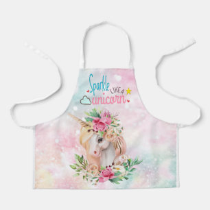 Sparkle Unicorn Floral Glitter Apron